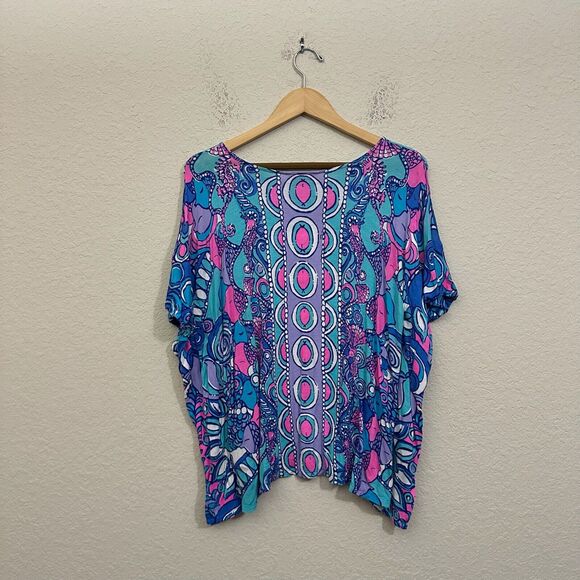 LILLY PULITZER Cooper Caftan Top Colorful Sea Jewels Beach Vacay - Picture 2 of 9